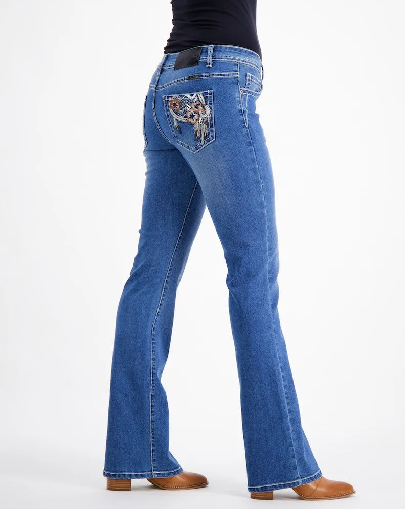 Boot-Cut Stretch Denim Jeans - Harriet Western Style