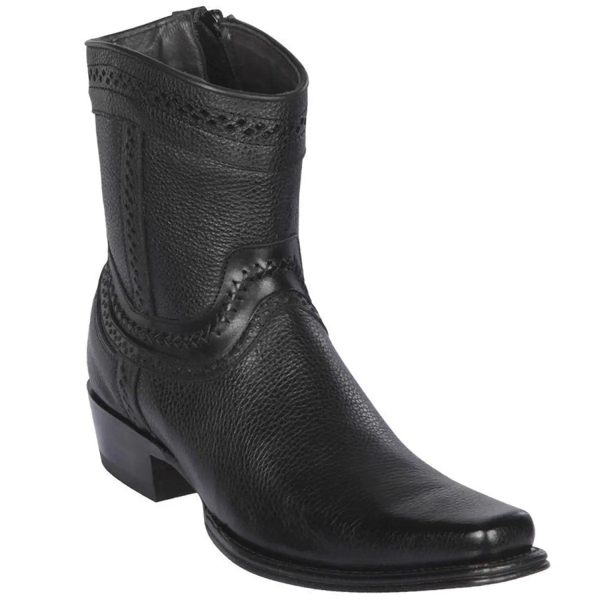 Botines de Cuero Original Punta Europea Color Negro LAB-76B2705