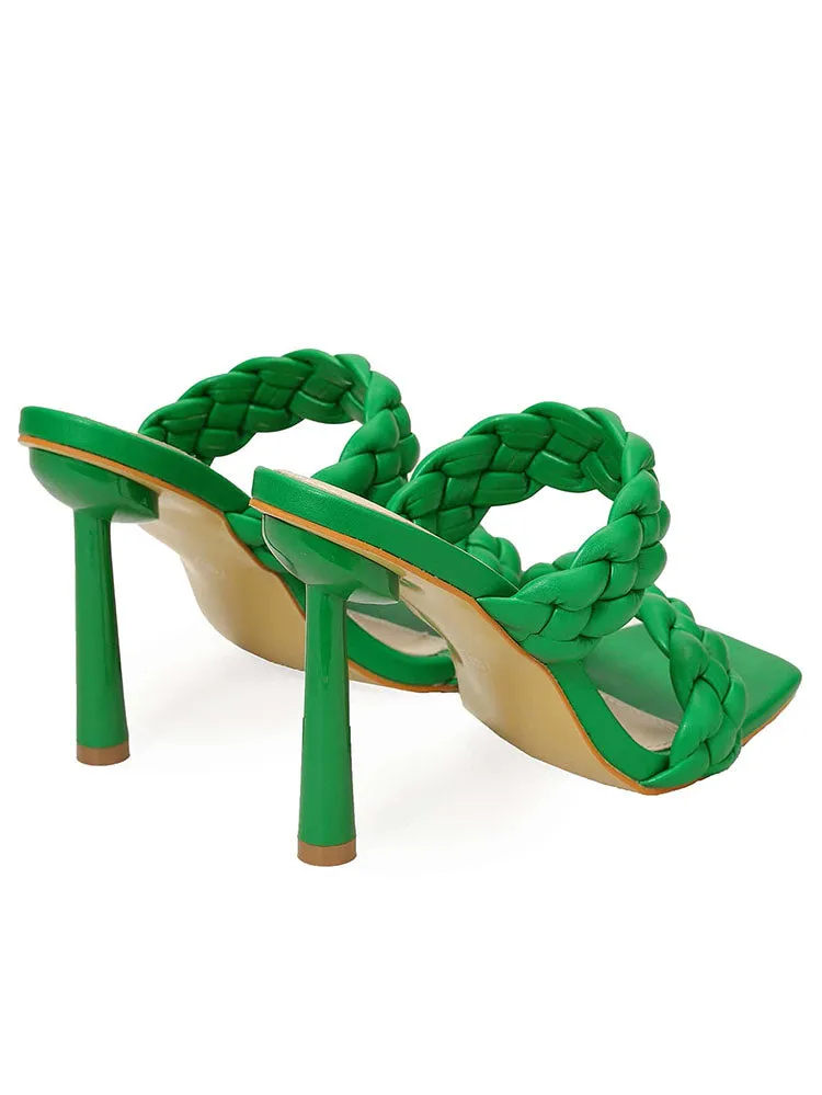 Braided Open Toe Stiletto Heels