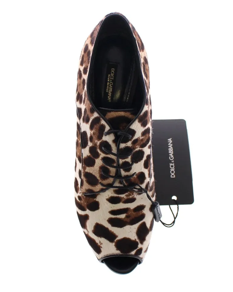 Brown Leather Fur Leopard Booties