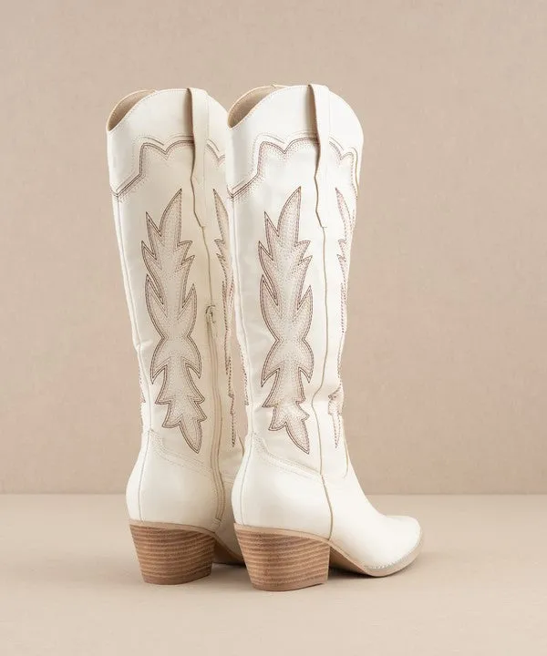 Buckle Bunny White Embroidered Boots