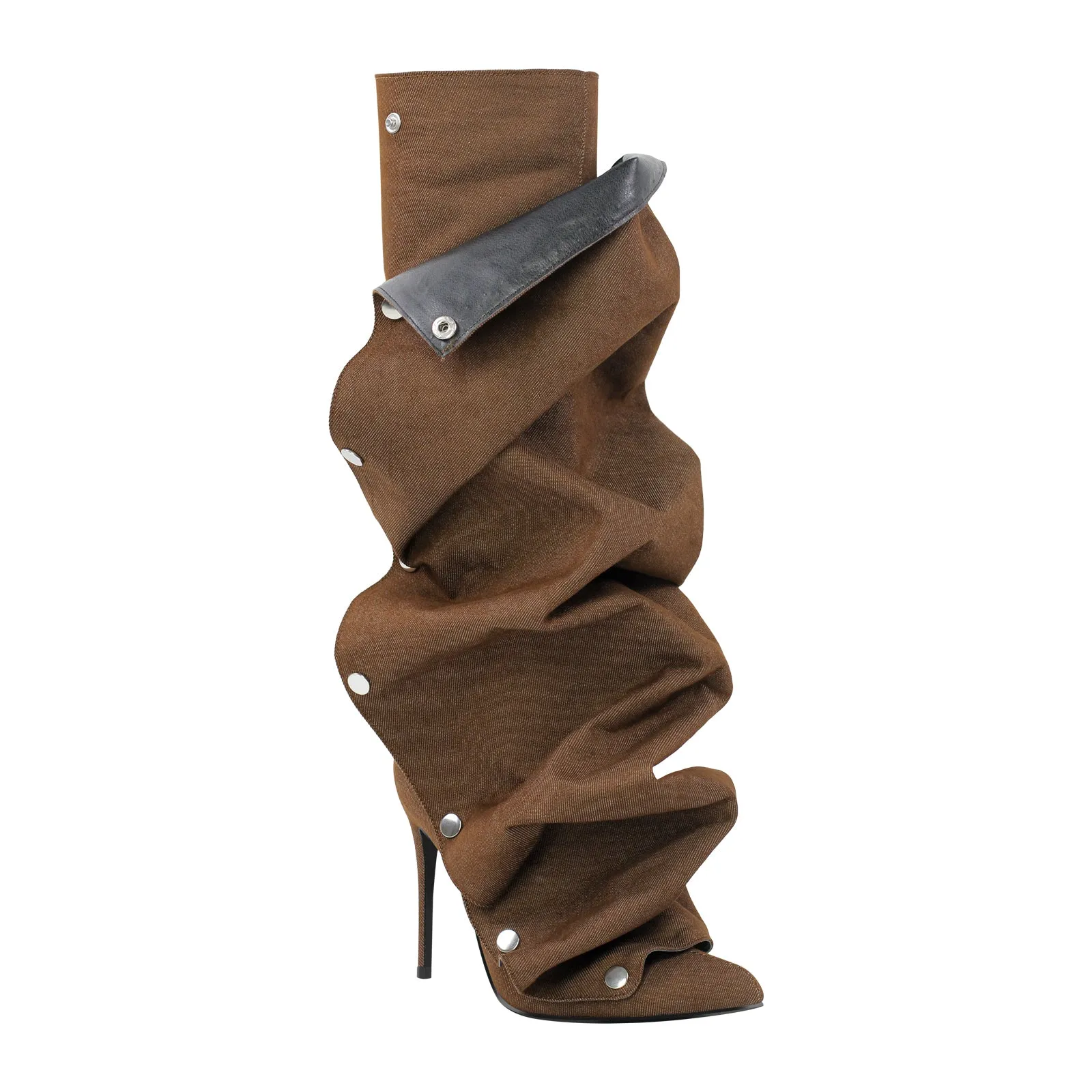 Buckle Pointed Toe Knee High Removable Boots
