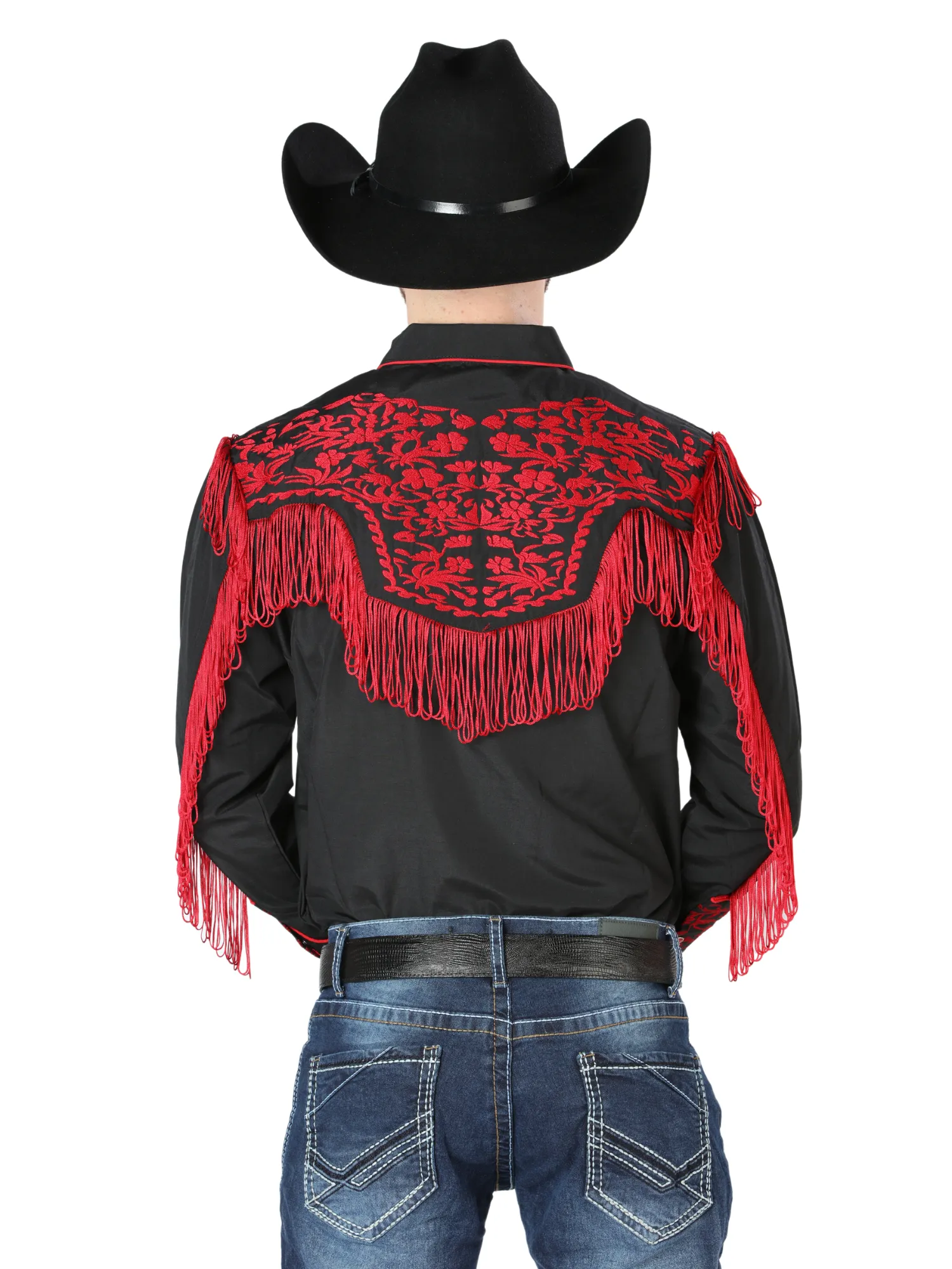 Camisa Vaquera Bordada Manga Larga Negro para Hombre 'El Señor de los Cielos' - ID: 126726