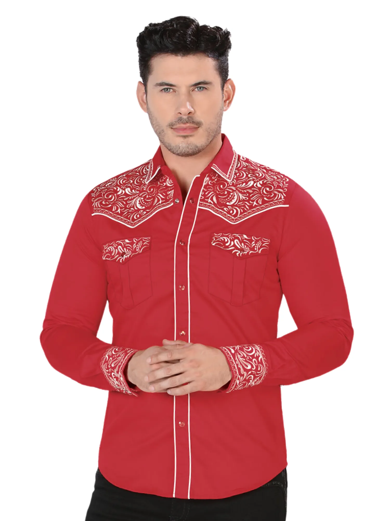 Camisa Vaquera Bordada Manga Larga para Hombre 'Montero' - ID: 3537