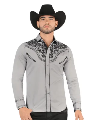 Camisa Vaquera Bordada Manga Larga para Hombre 'Montero' - ID: 3538