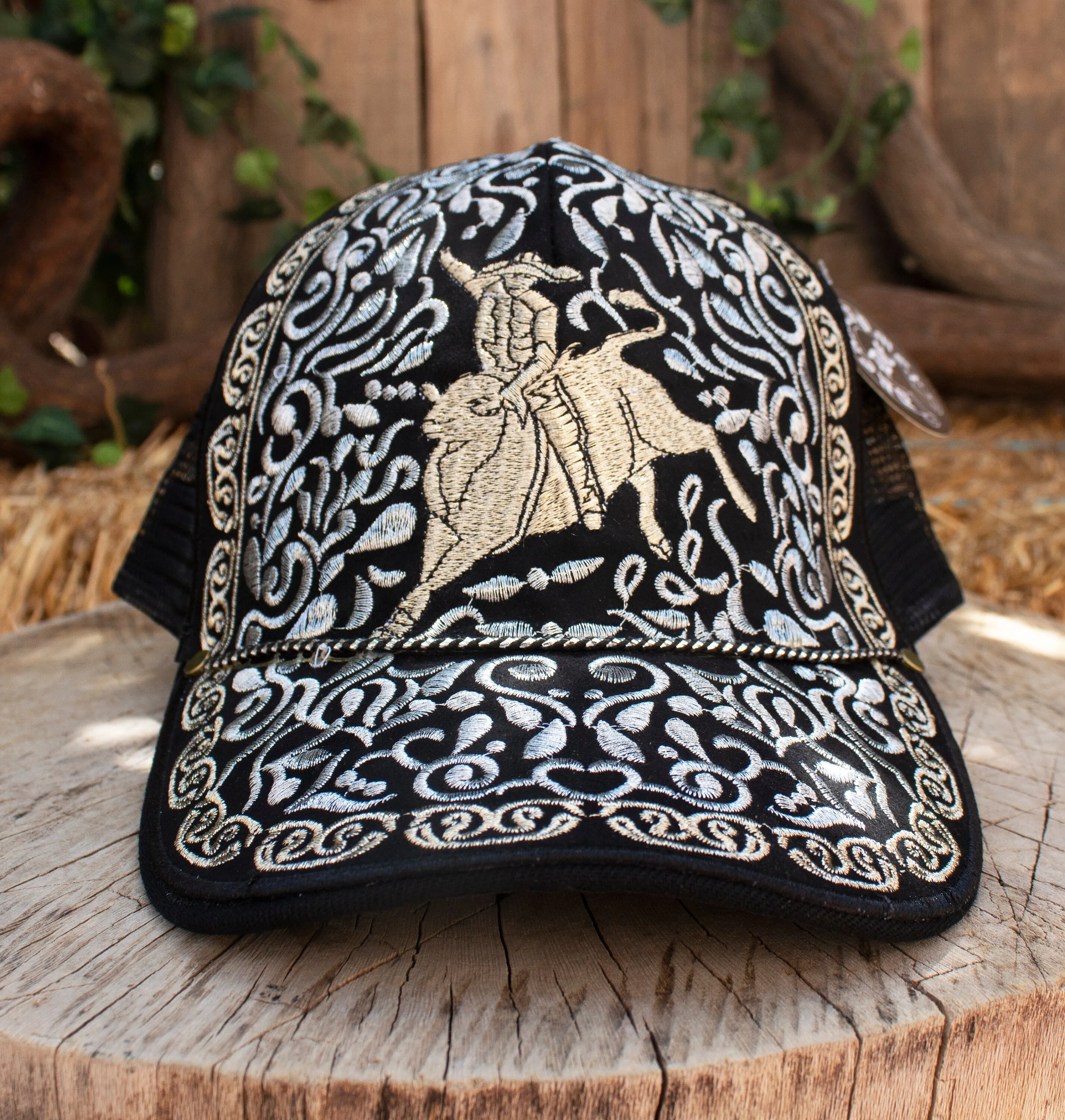 CHARRO Bullrider western rodeo EMBROIDERED HAT adjustable trucker cap