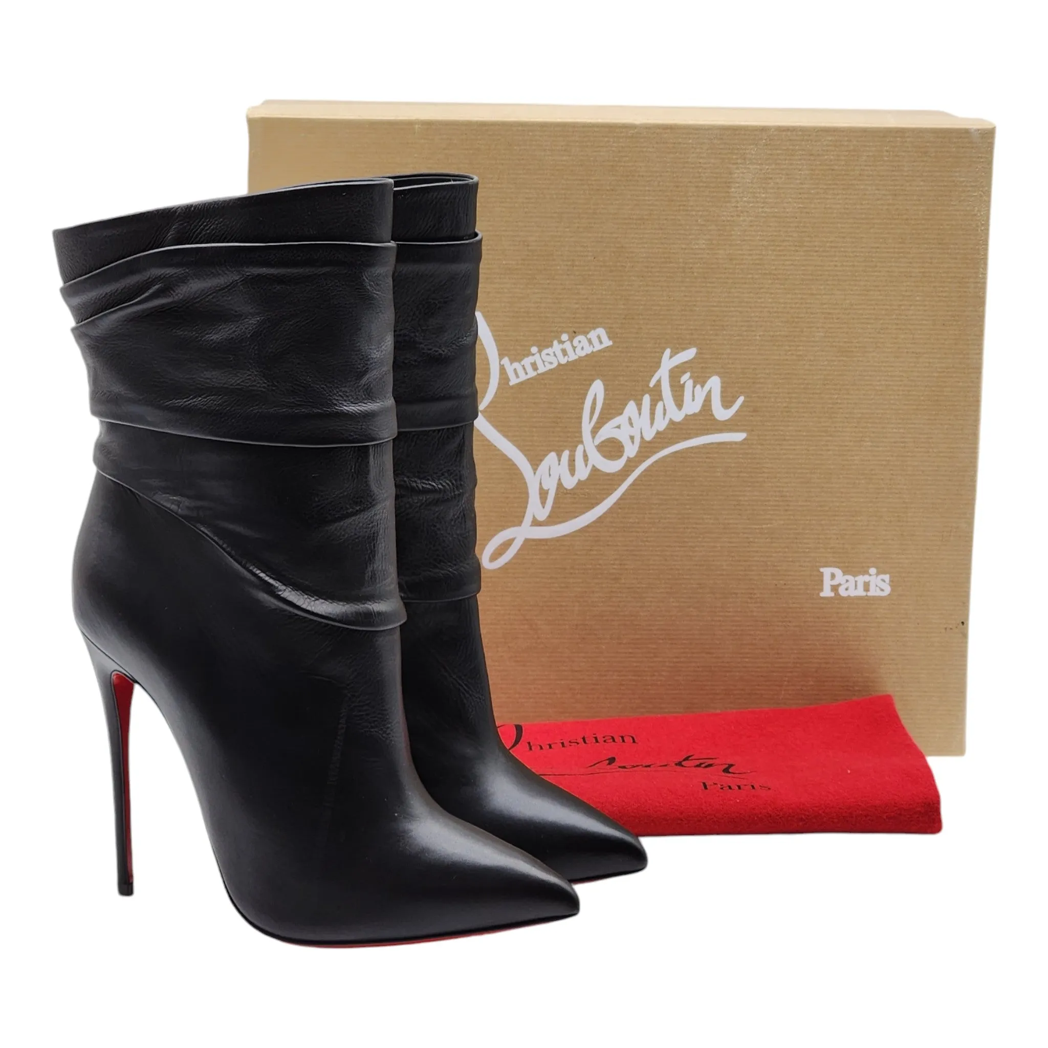 Christian Louboutin Ishtar 120mm Stiletto Boots - Leather - Black 35.5