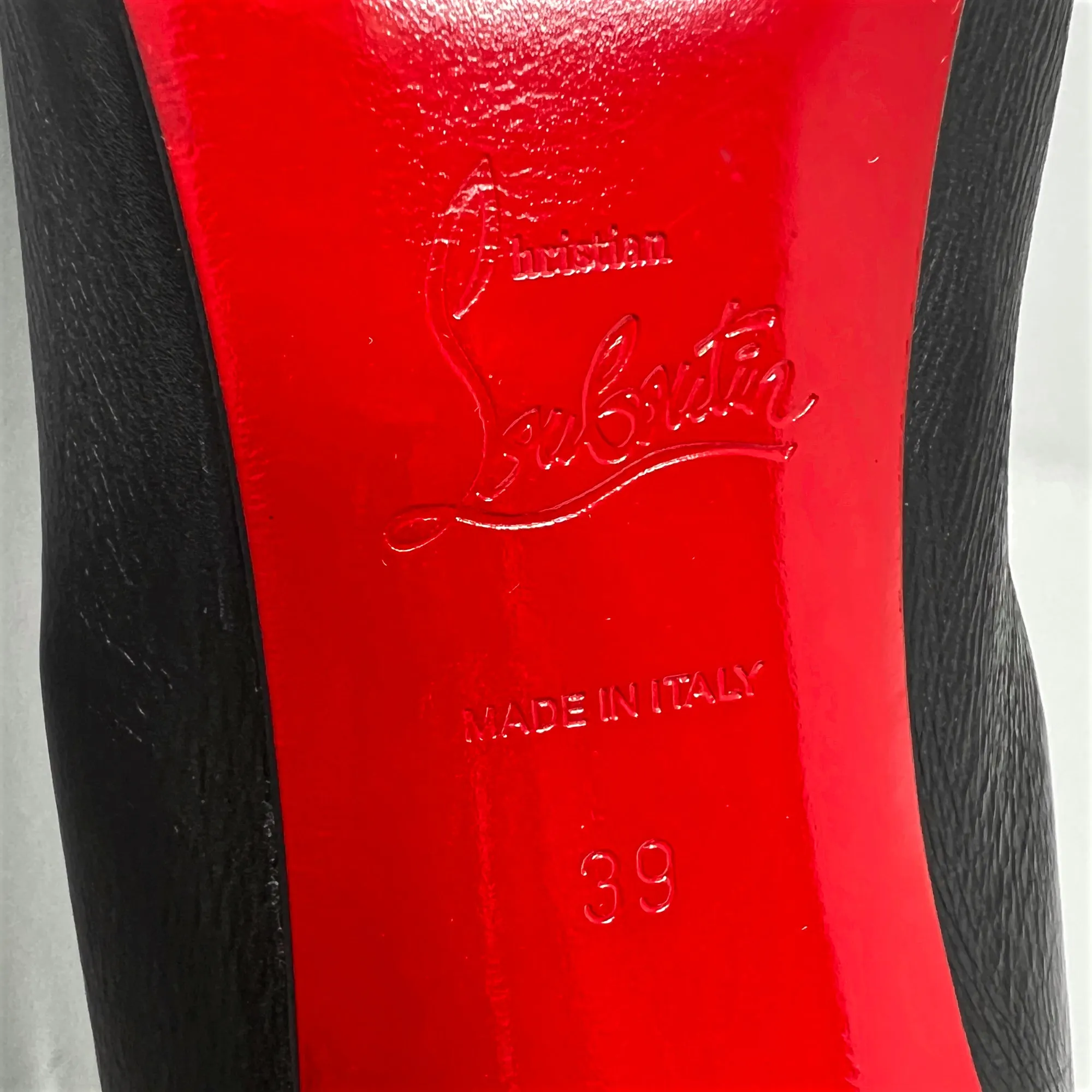 Christian Louboutin Ishtar Black Leather Mid Calf Pointed Stiletto Heels Boots Size EU 39