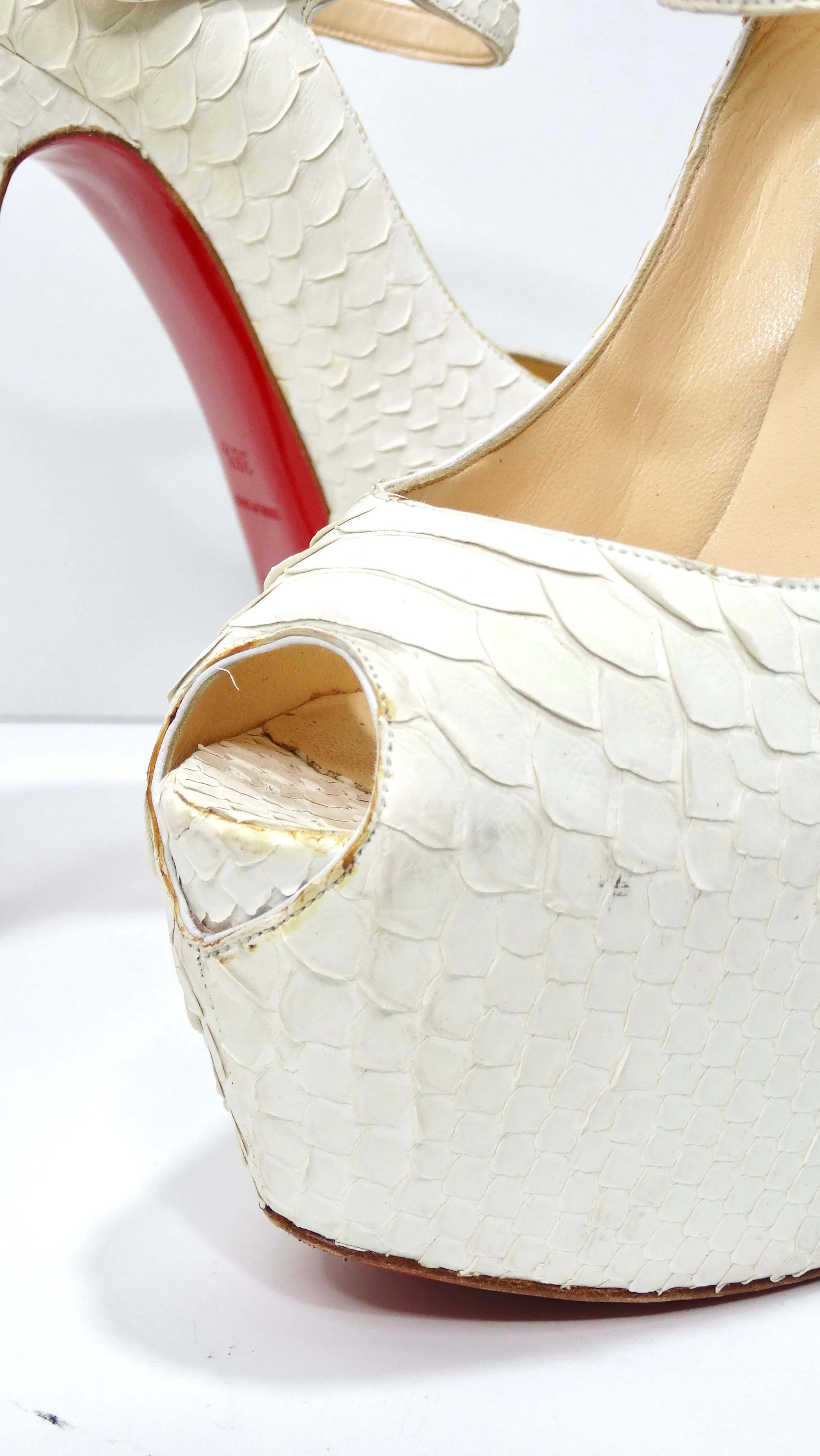 Christian Louboutin White Python Leather Platform Heels