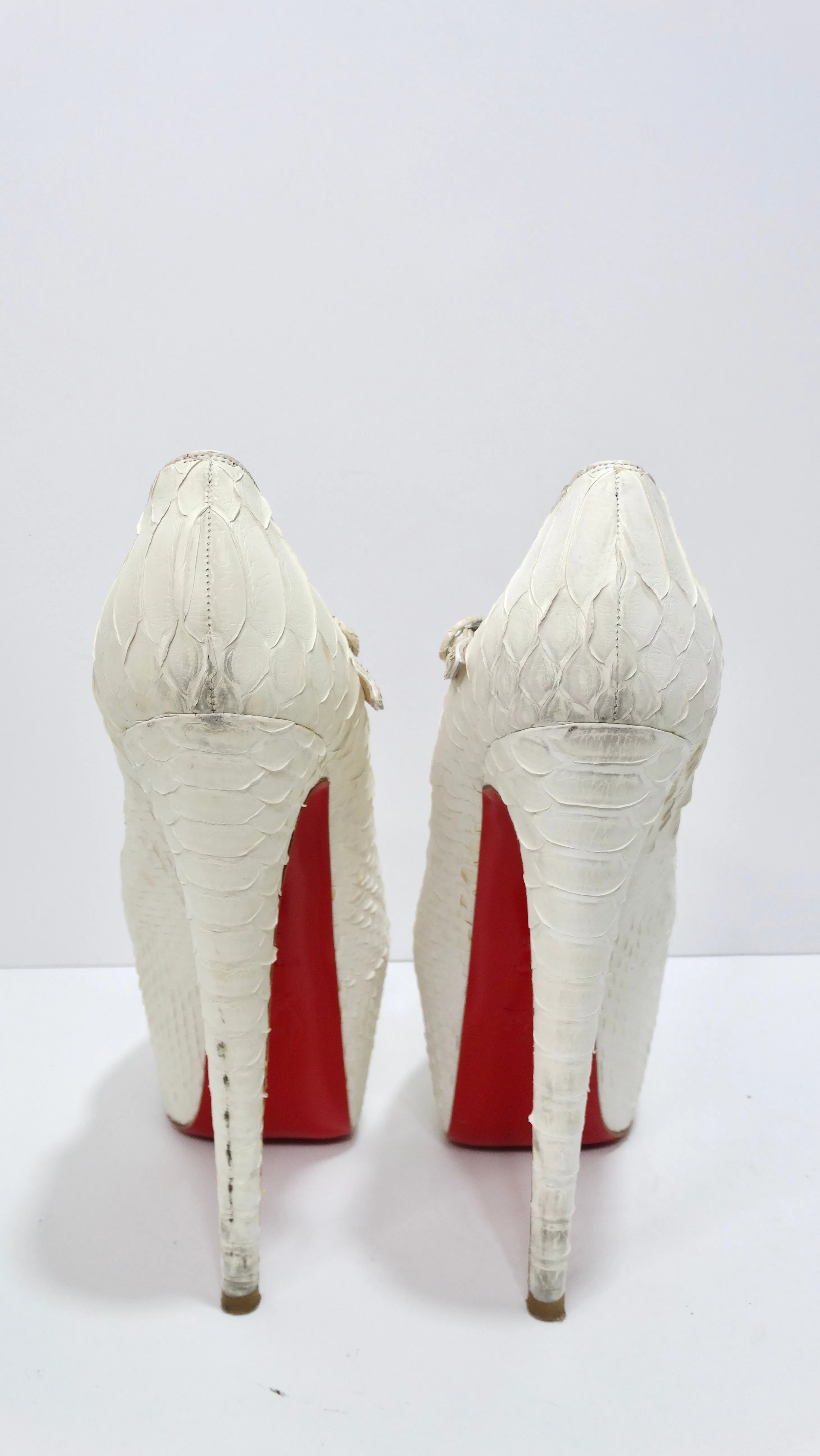 Christian Louboutin White Python Leather Platform Heels