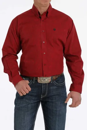 Cinch Mens Red Paisley Long Sleeve Western Shirt