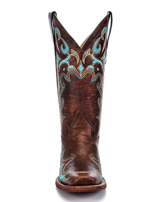 CIRCLE G LADIES TURQUOISE EMBROIDERED SMALL SQUARE BOOT L5239