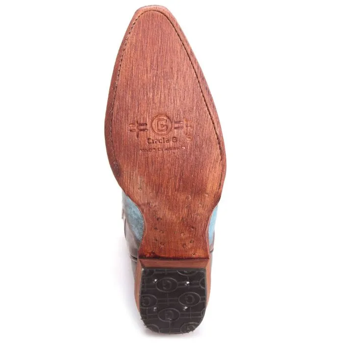 Circle G Womens Shedron Blue Floral Cowboy Boots L5369