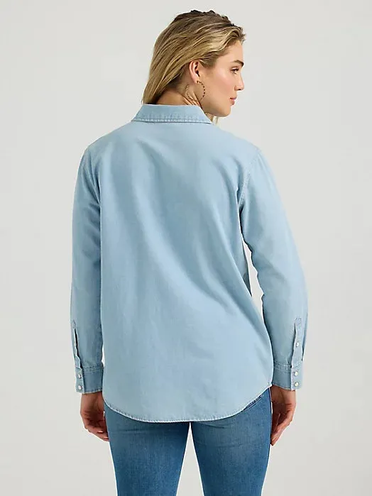 CL112344683 Wrangler Ladies  L/S Denim Snap Horse Embroider