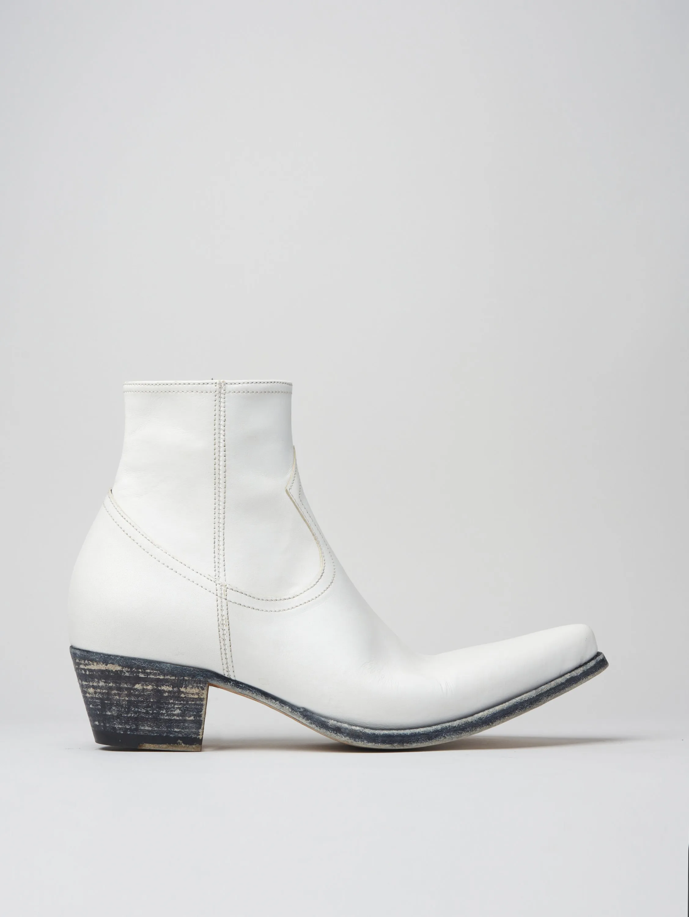 CLINT ANKLE BOOT IN DISTRESSED WHITE VACCHETTA LEATHER - Woman