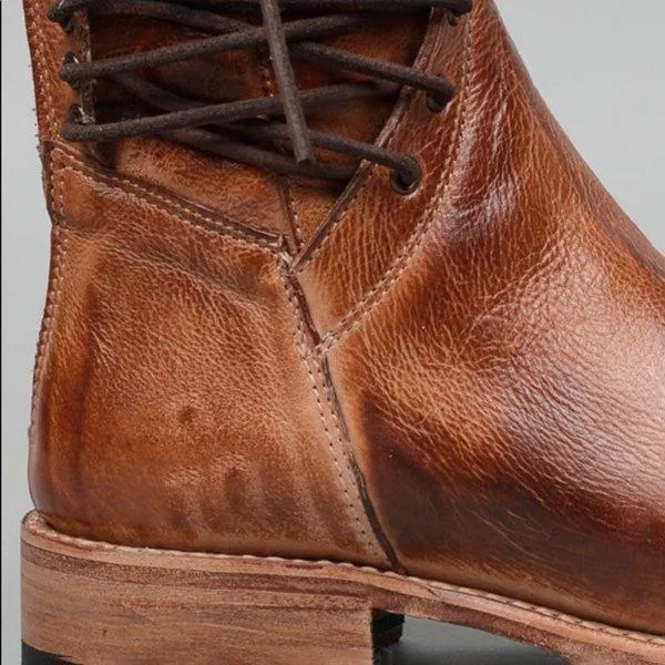 Cool Vintage Back Zipper Lace-Up Mid-calf Boots