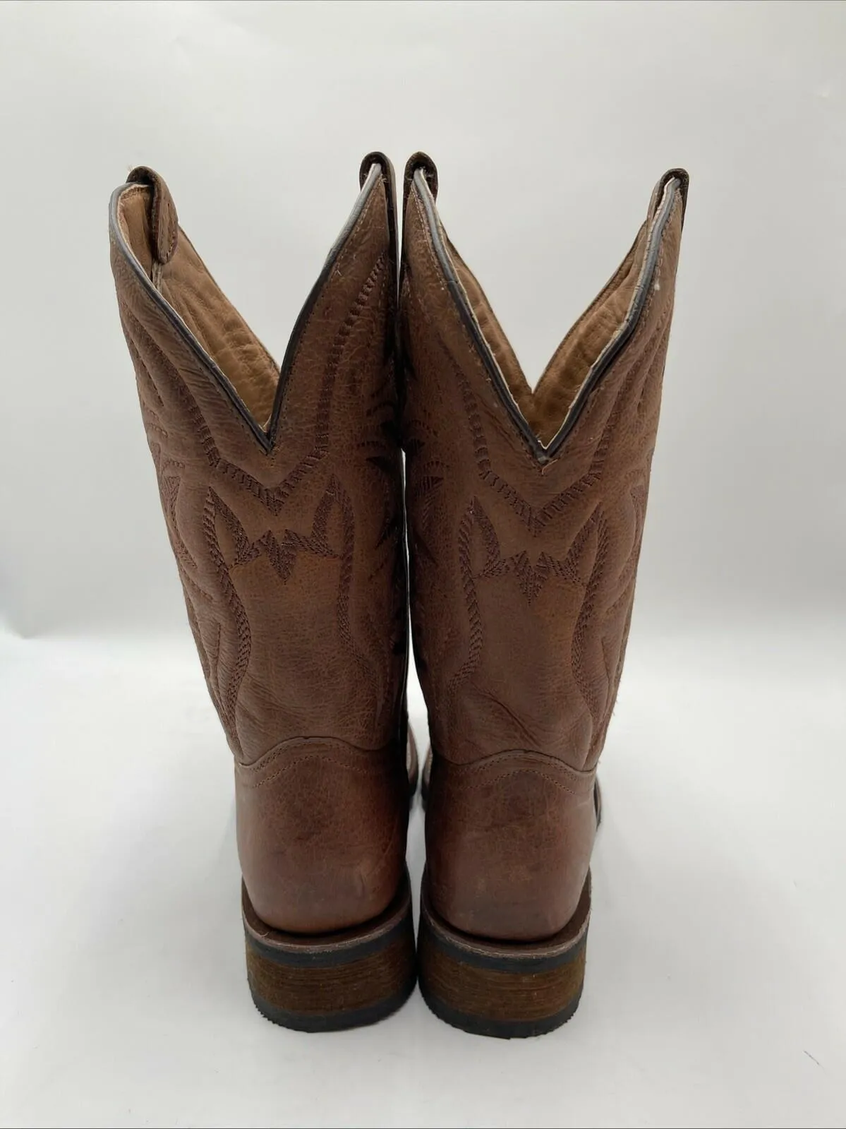 Corral Brown Embroidered Leather Square Toe Pull On Western Boots Men’s 8.5D - Like New