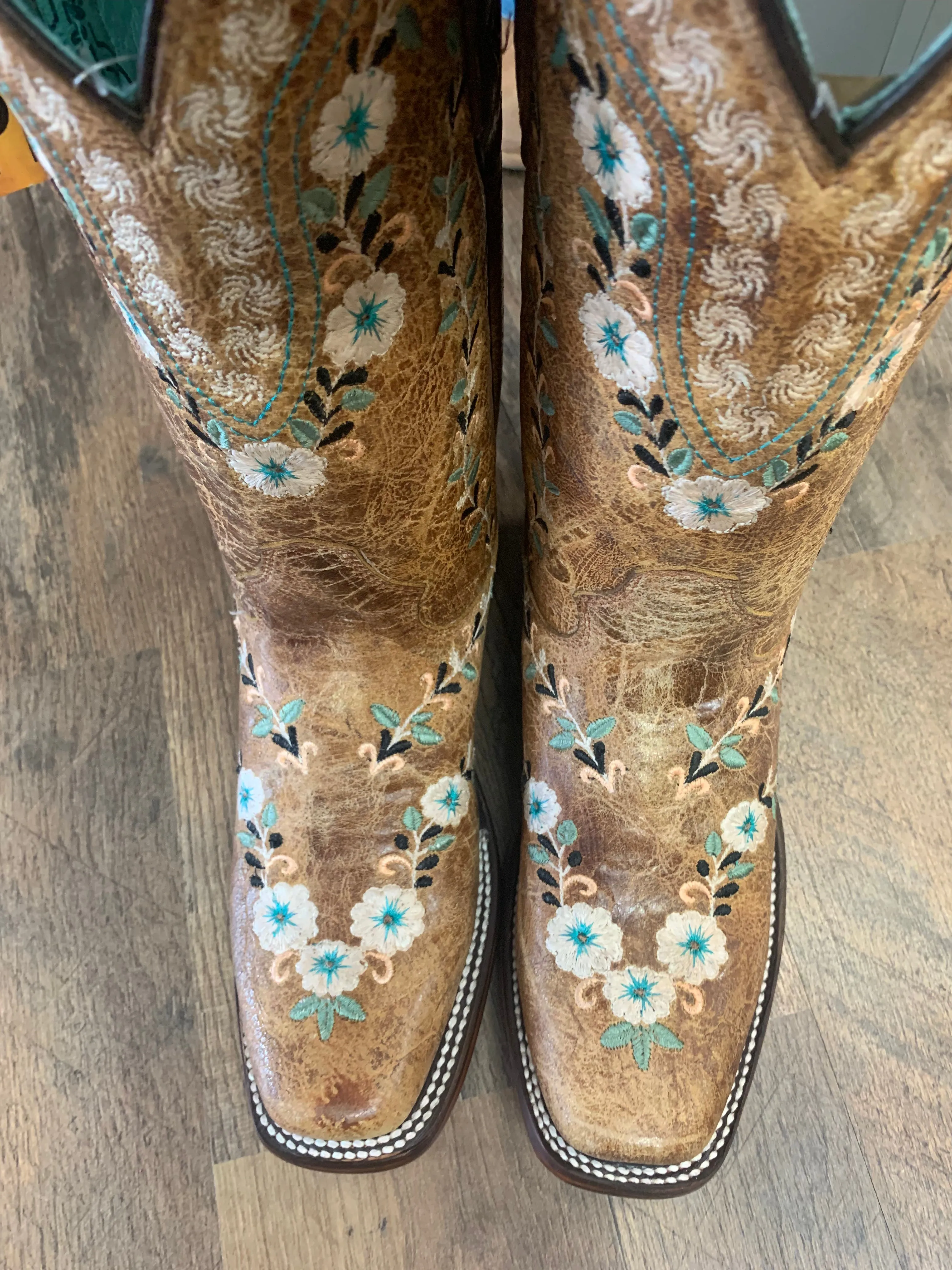 Corral Women's Floral Blacklight Western Boots - Square Toe