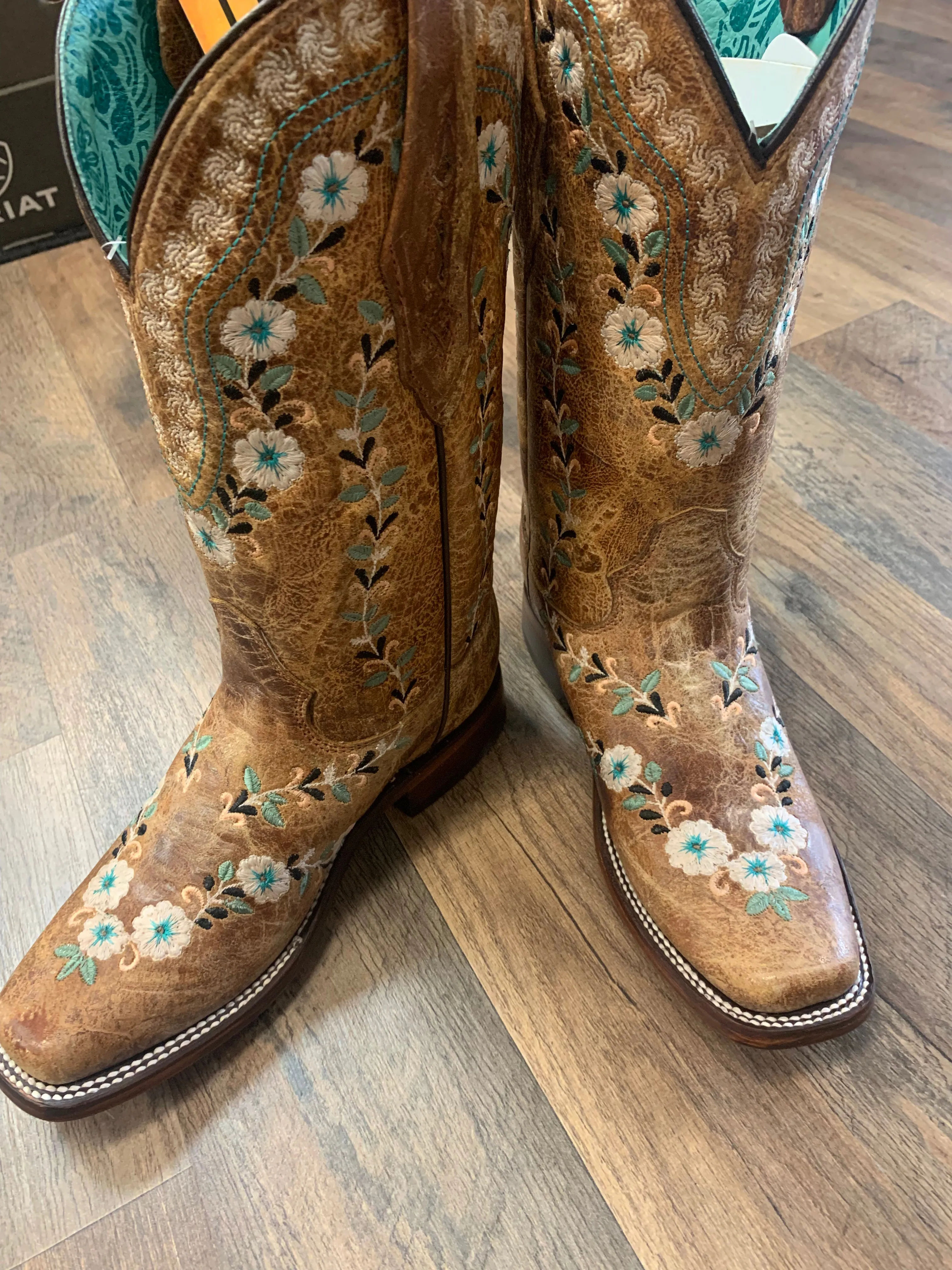 Corral Women's Floral Blacklight Western Boots - Square Toe