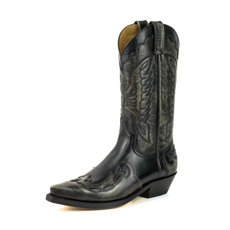 Cowboy Boots for Women and Men Handcrafted Black and Silver Grey Leather 1927 Texans