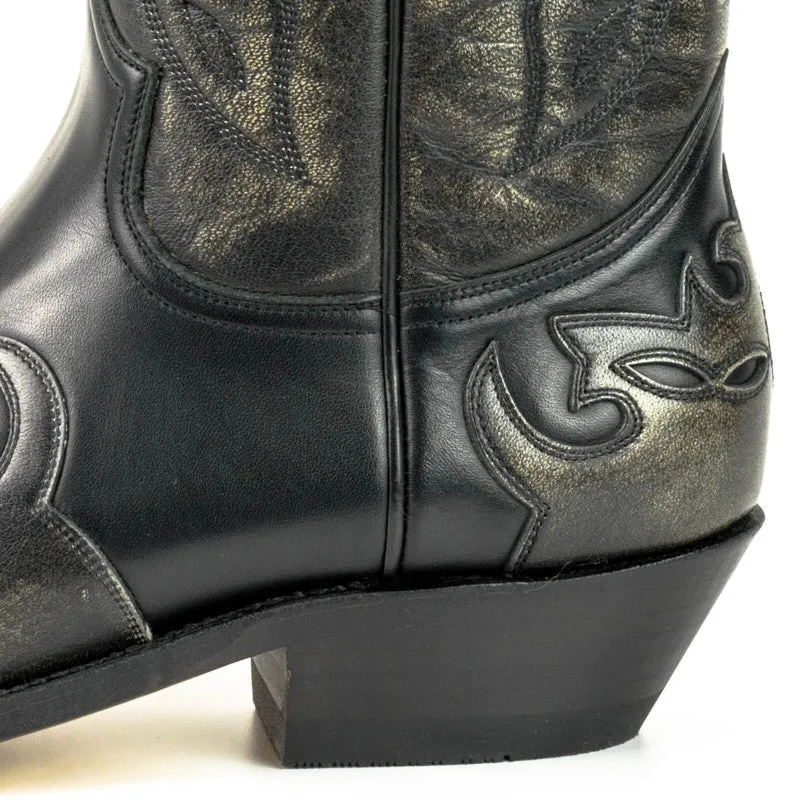 Cowboy Boots for Women and Men Handcrafted Black and Silver Grey Leather 1927 Texans