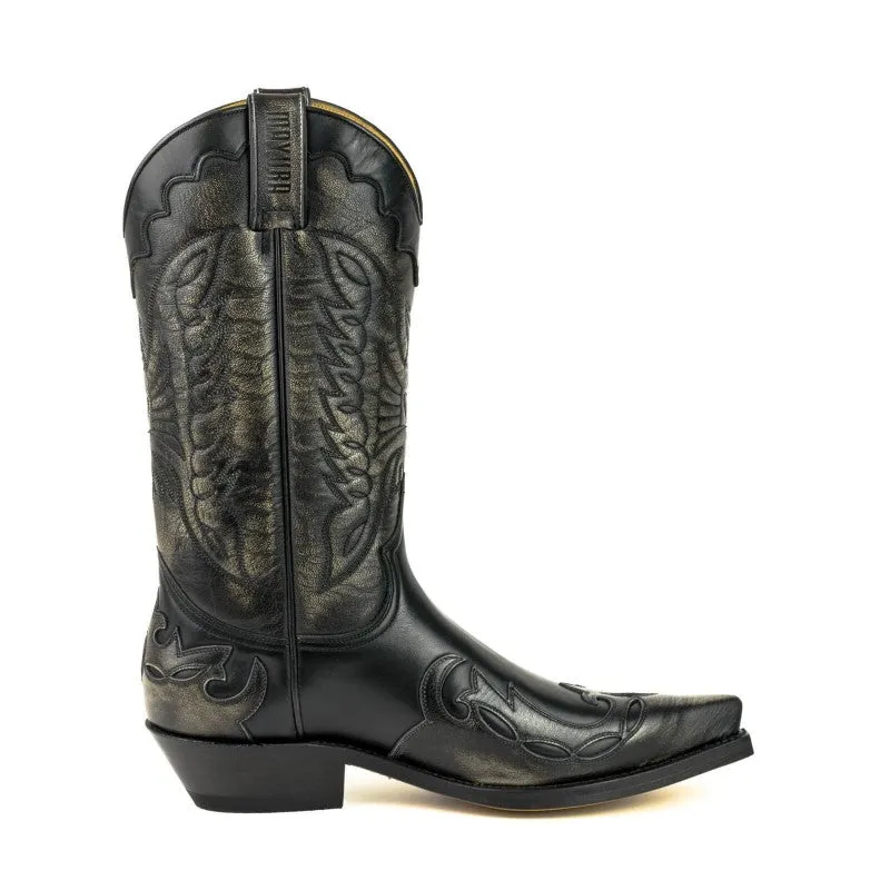 Cowboy Boots for Women and Men Handcrafted Black and Silver Grey Leather 1927 Texans