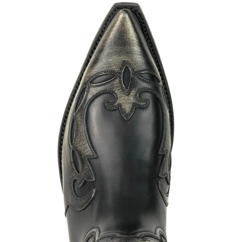 Cowboy Boots for Women and Men Handcrafted Black and Silver Grey Leather 1927 Texans