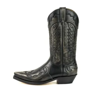 Cowboy Boots for Women and Men Handcrafted Black and Silver Grey Leather 1927 Texans