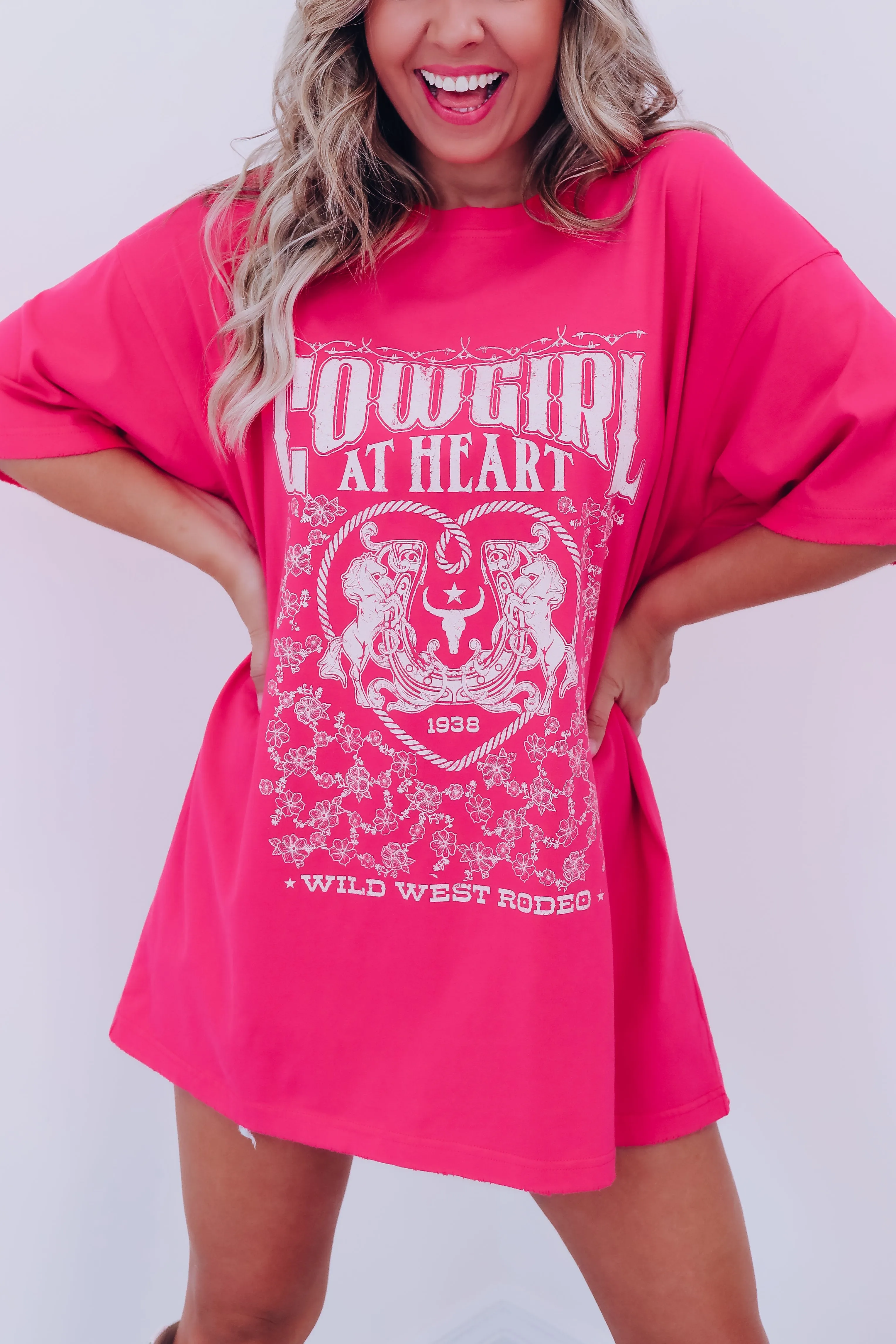 Cowgirl At Heart Graphic Tee - Pink