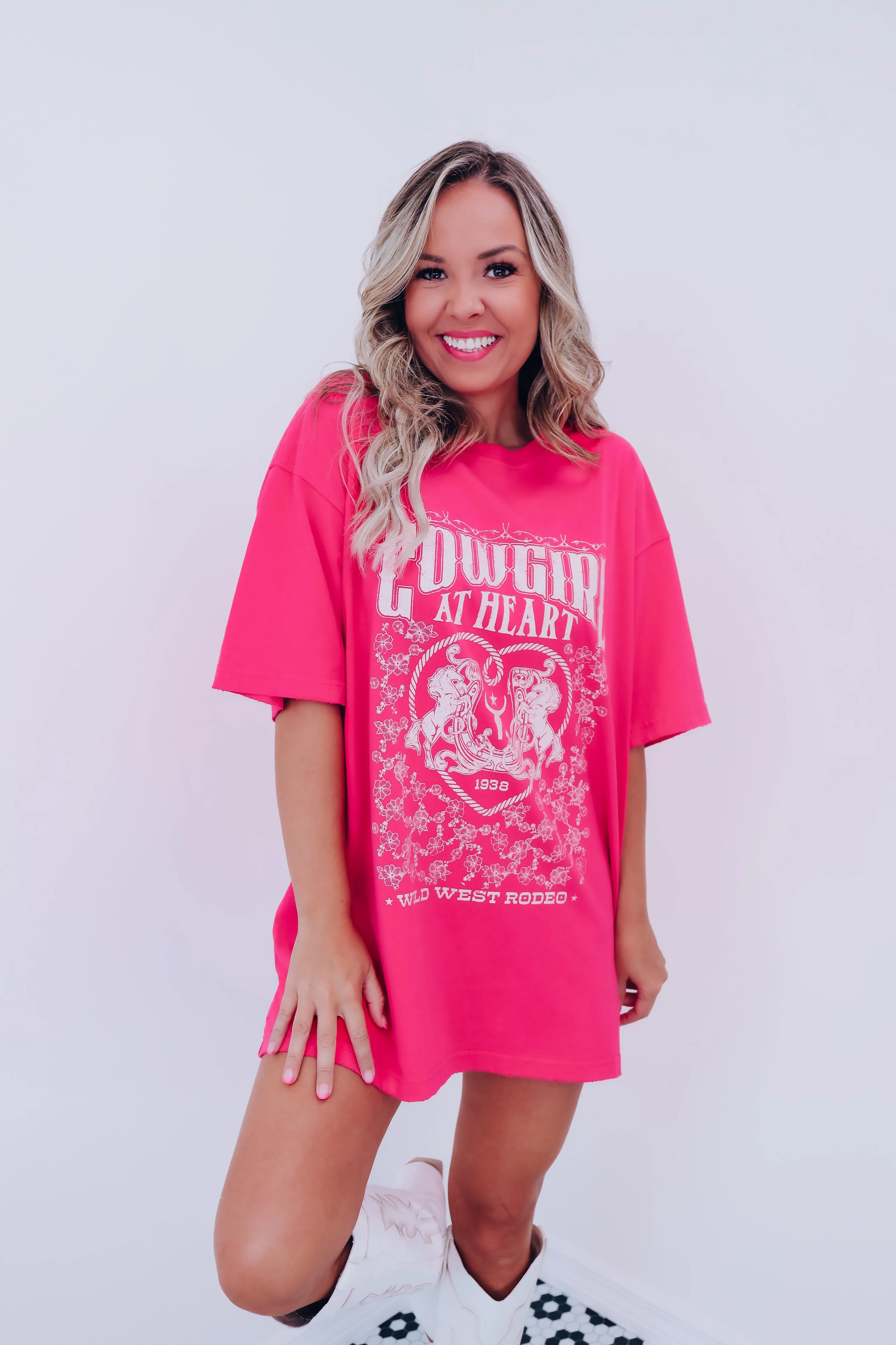 Cowgirl At Heart Graphic Tee - Pink