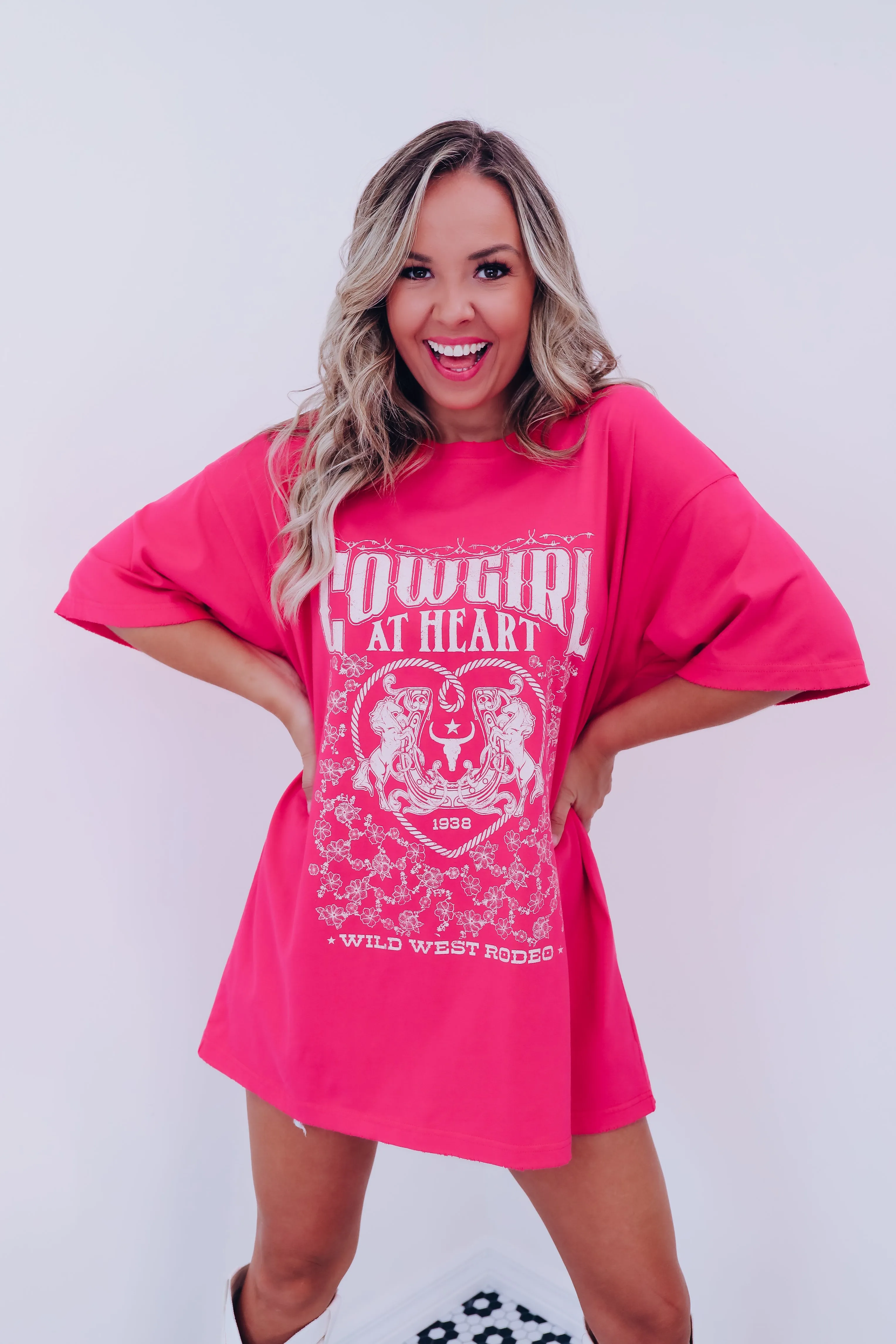 Cowgirl At Heart Graphic Tee - Pink