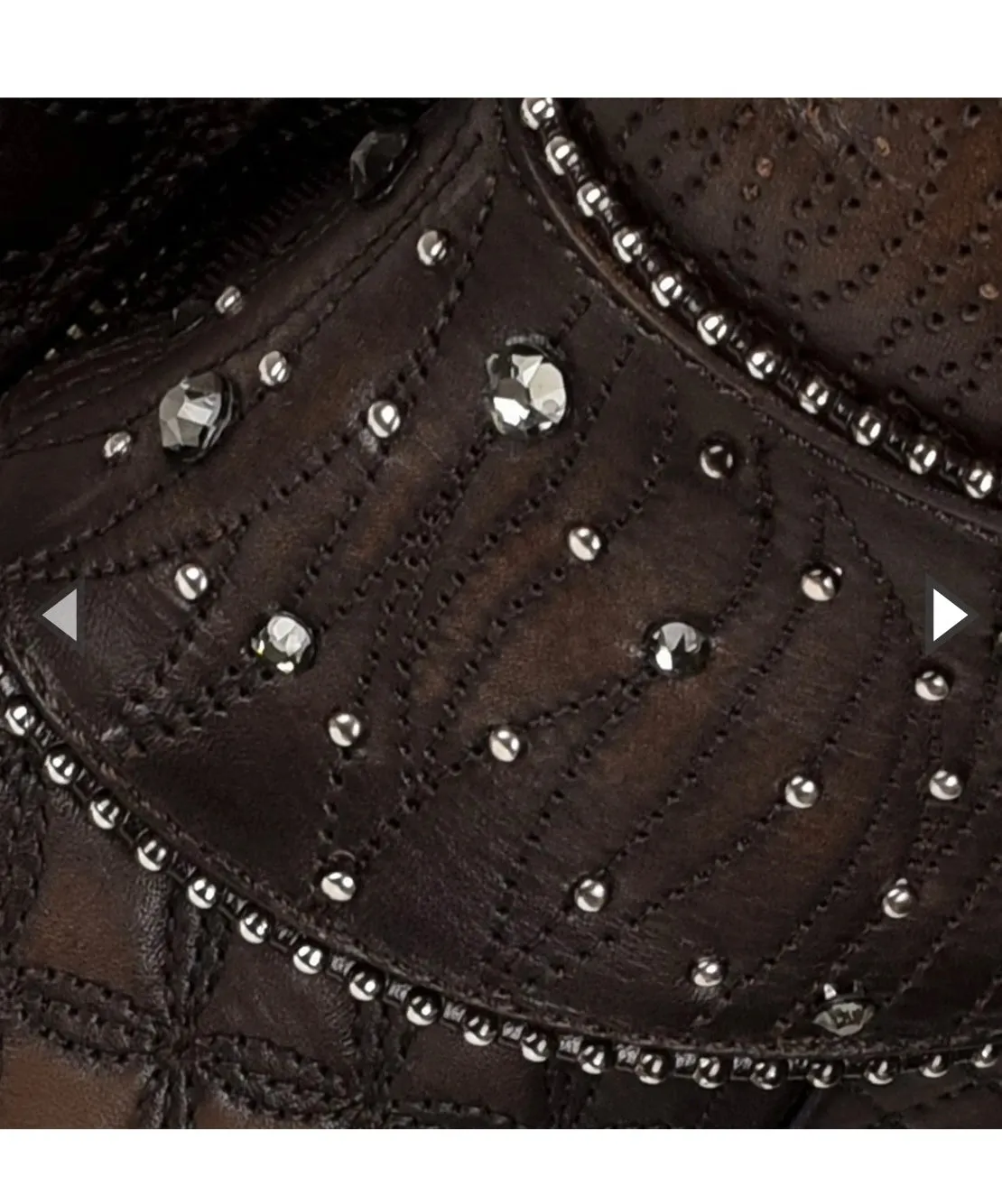 Cuadra Embroidered Dark Brown Leather Boots with Austrian crystals 3F80RS