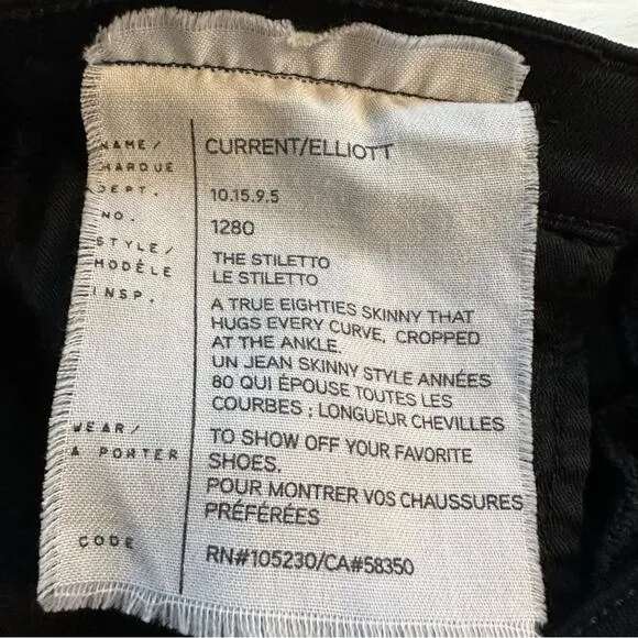Current Elliott Black Stiletto Jeans size 25