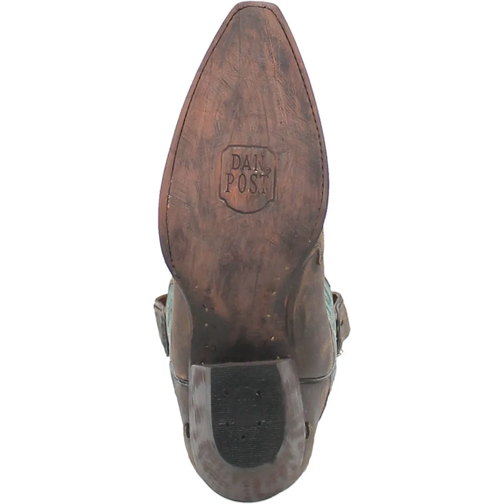Dan Post Women’s Vintage Bluebird Chocolate & Teal 11” Snip Toe Cowboy Boot