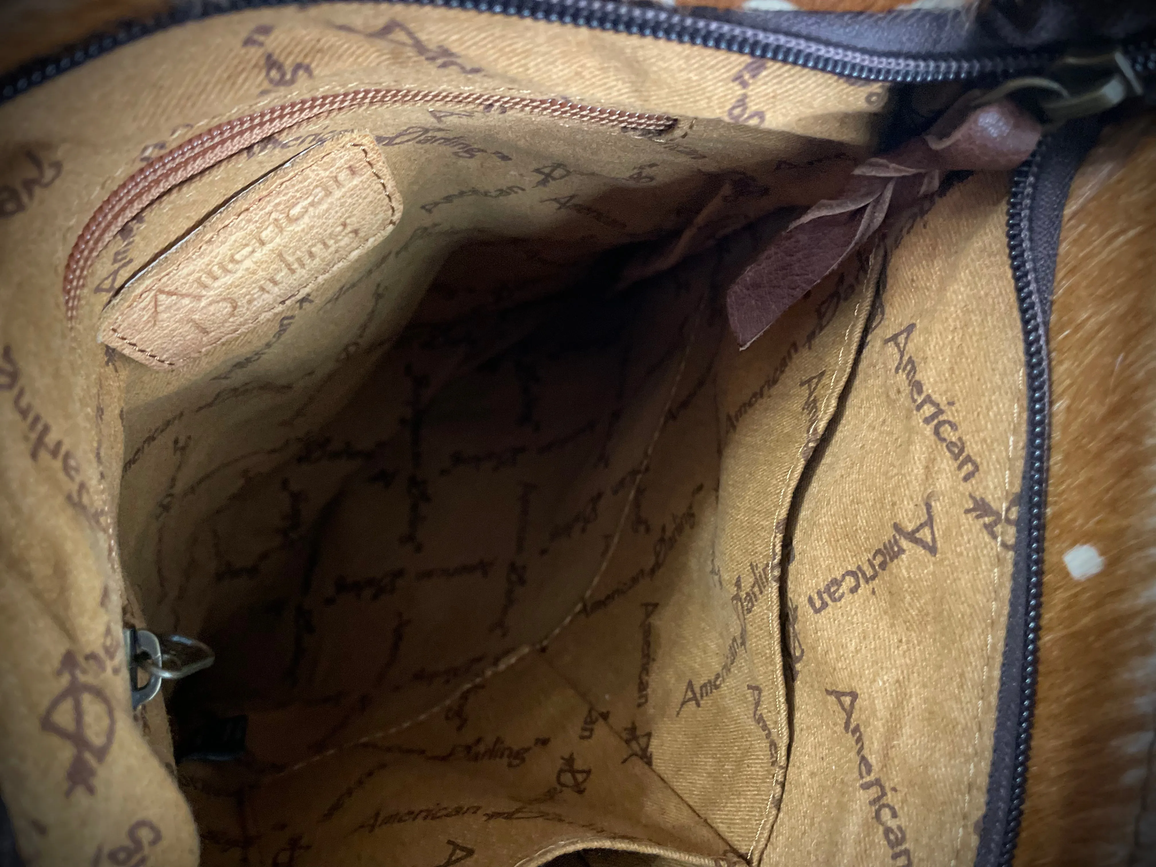 Deer Print on Cowhide Crossbody Fringe Bag