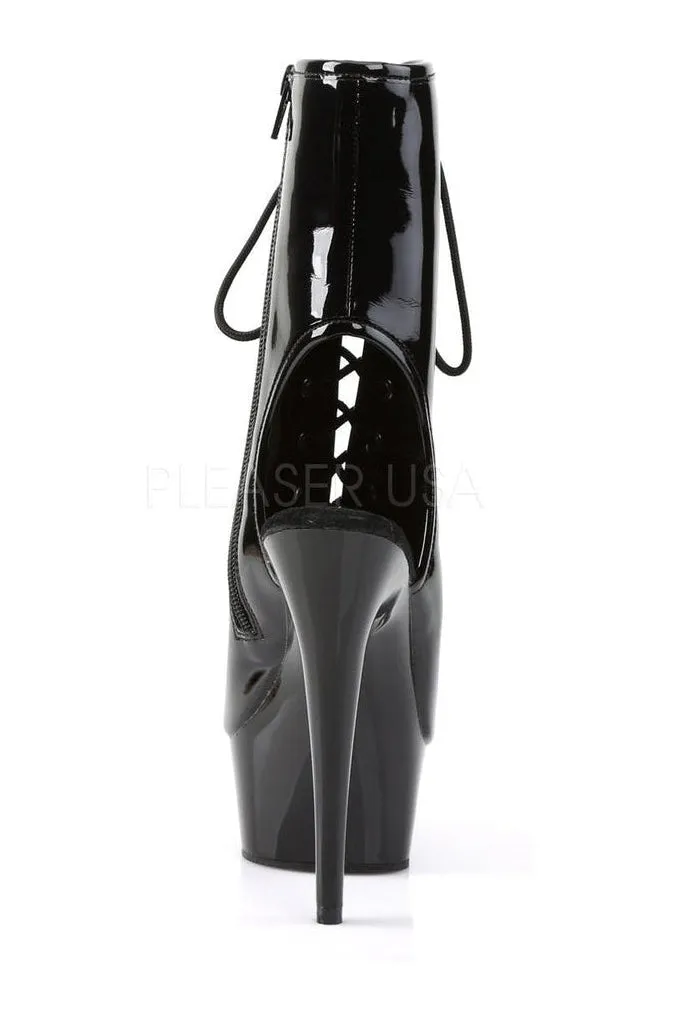 DELIGHT-1016 Platform Boot  | Black Patent
