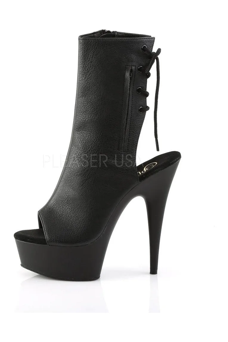 DELIGHT-1018 Platform Boot  | Black Faux Leather