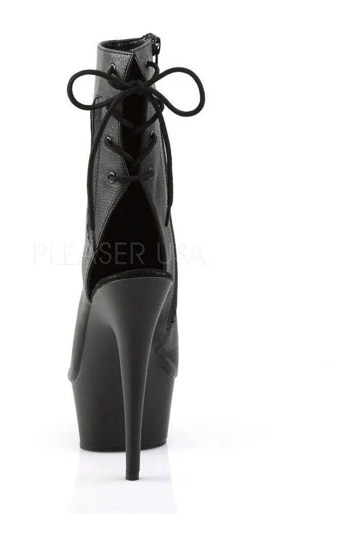DELIGHT-1018 Platform Boot  | Black Faux Leather