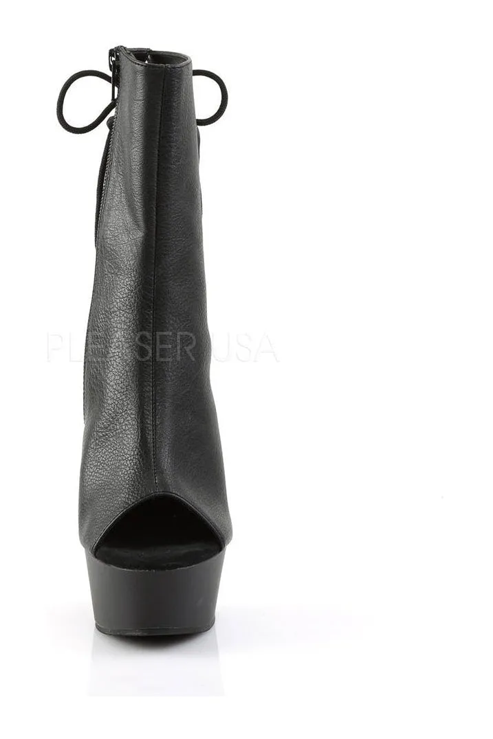 DELIGHT-1018 Platform Boot  | Black Faux Leather