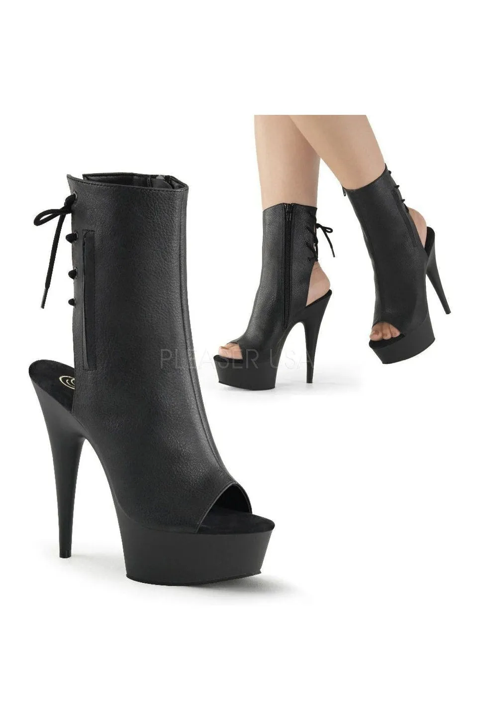 DELIGHT-1018 Platform Boot  | Black Faux Leather