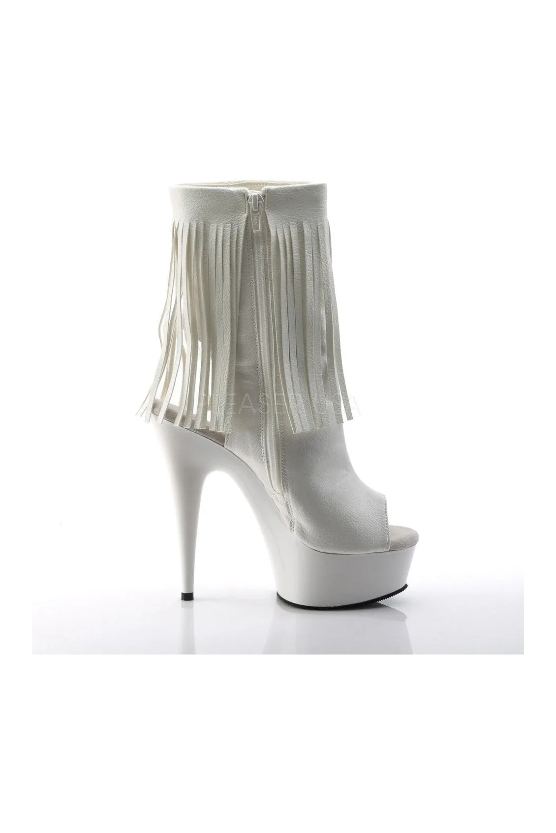DELIGHT-1019 Platform Boot  | White Faux Leather