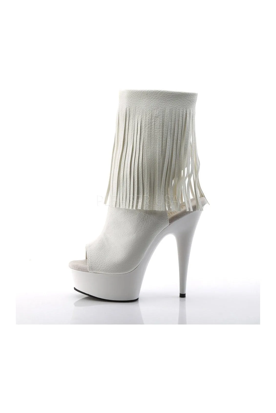 DELIGHT-1019 Platform Boot  | White Faux Leather