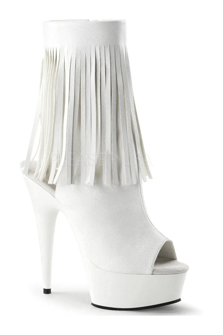 DELIGHT-1019 Platform Boot  | White Faux Leather
