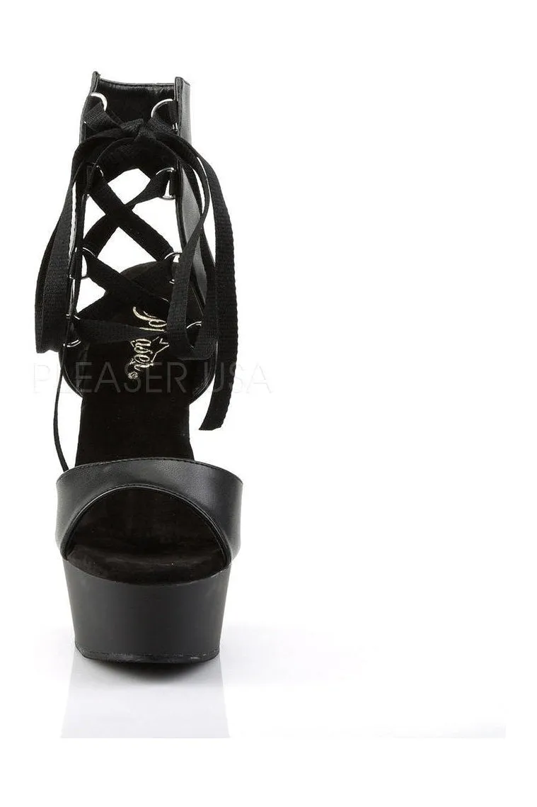 DELIGHT-600-14 Platform Sandal  | Black Faux Leather