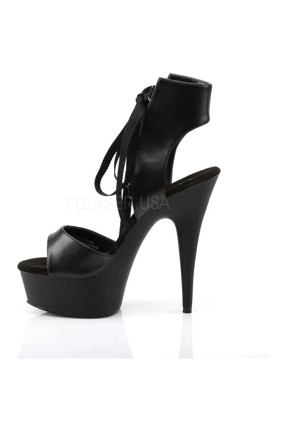 DELIGHT-600-14 Platform Sandal  | Black Faux Leather