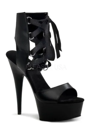 DELIGHT-600-14 Platform Sandal  | Black Faux Leather