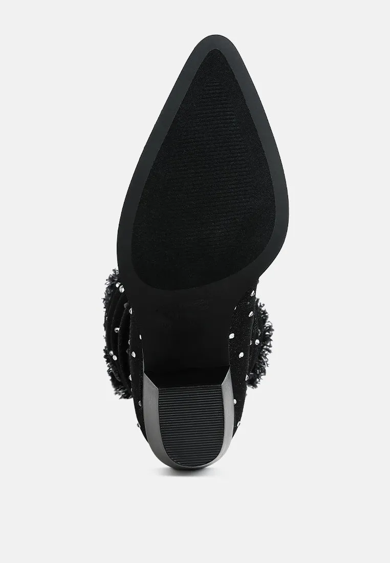 Diamante & Rhinestones Denim Boots By RAG