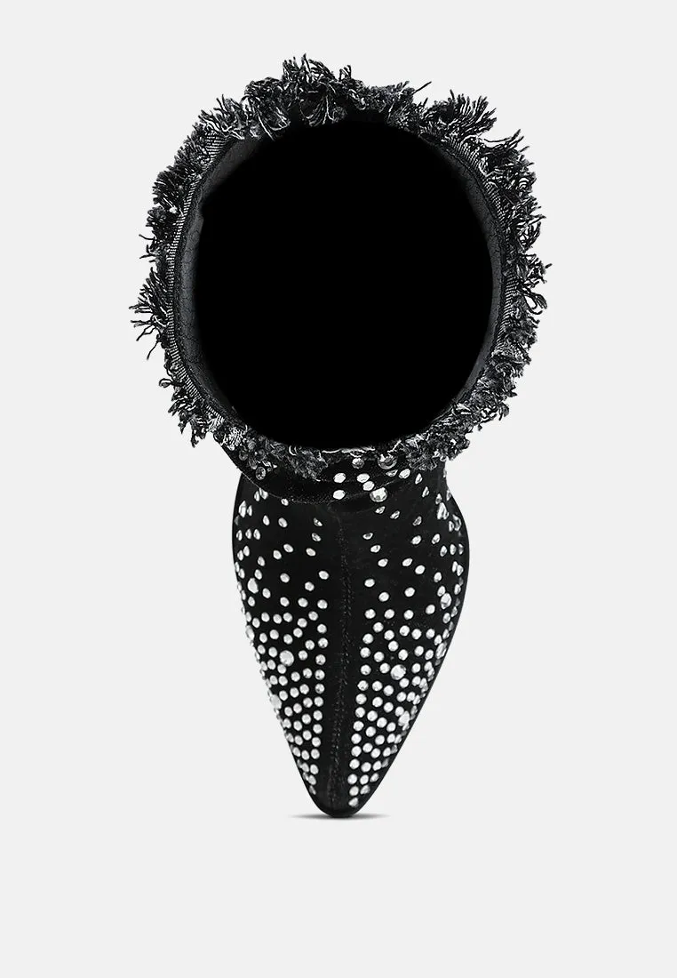 Diamante & Rhinestones Denim Boots By RAG