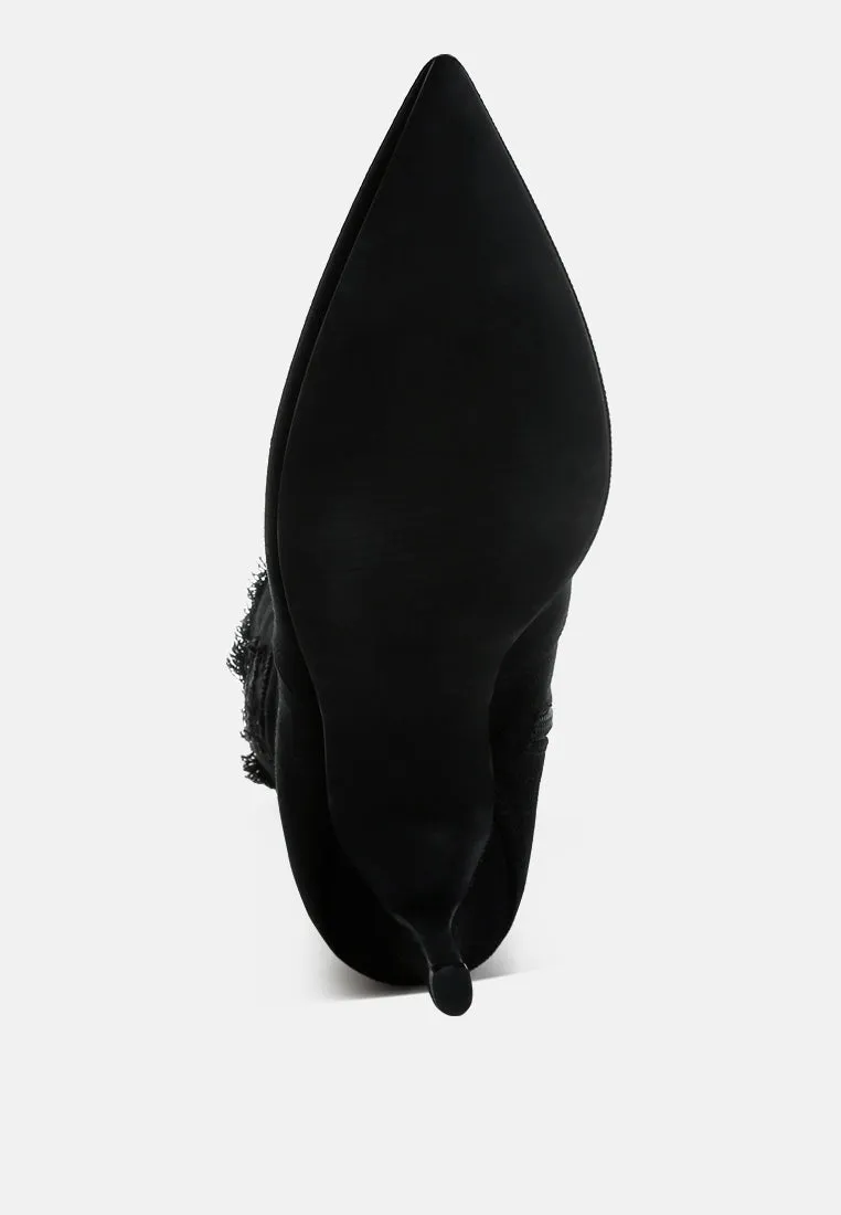 Distressed Denim Mid-Calf Boots By RUW