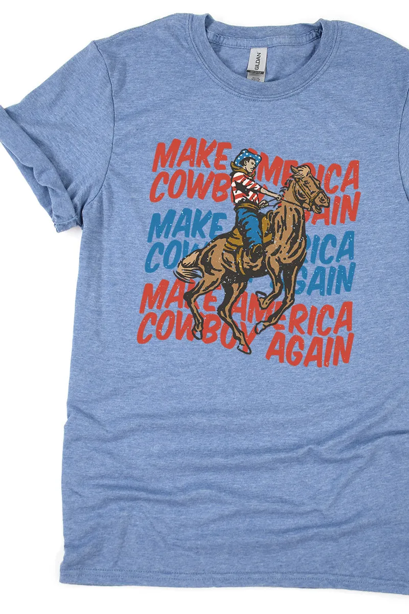 Distressed Make America Cowboy Again Softstyle Adult T-Shirt